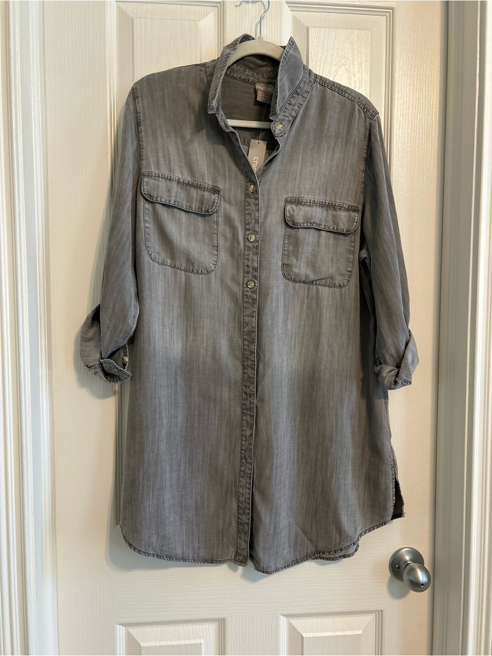 Chico's Gray Denim Tunic Shirt